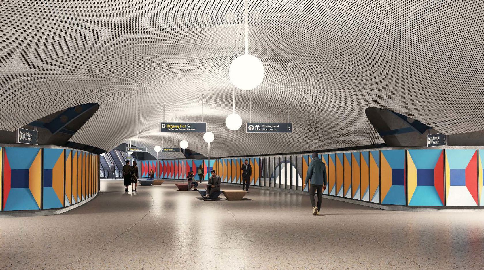 Arkitektskisse som viser hvordan Stortinget T-banestasjon kan bli seende ut etter oppussingen.