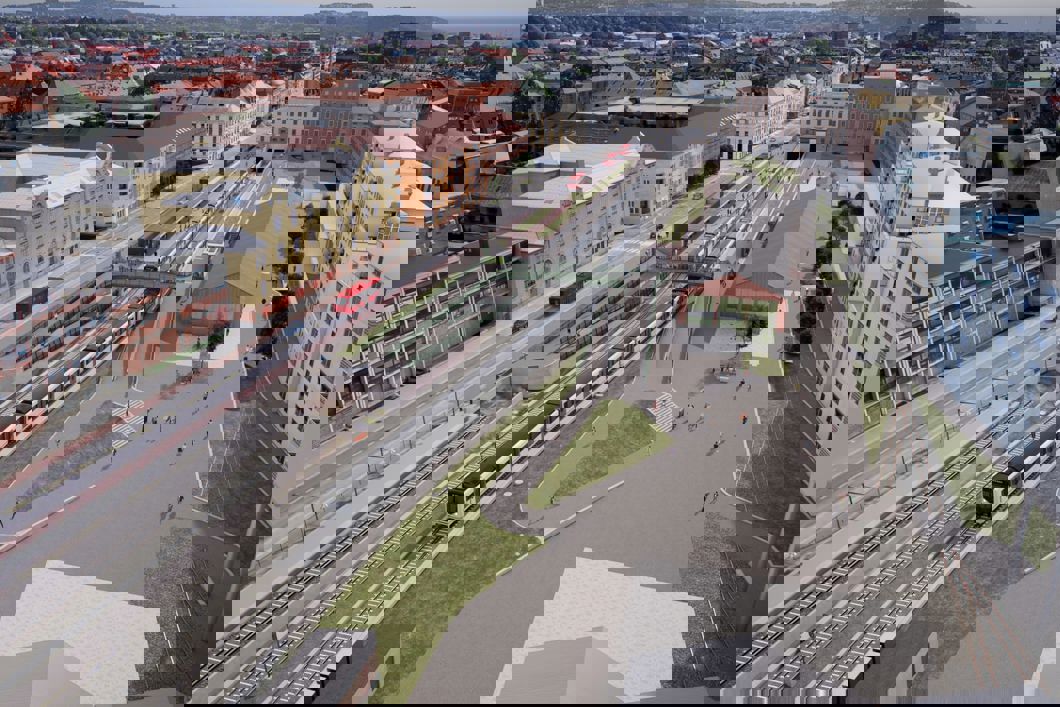 Oppgradert Majorstuen stasjon får flere adkomster, større plattformer og en ny gangbru i vestenden av stasjonen. Alle illustrasjoner: Team Major