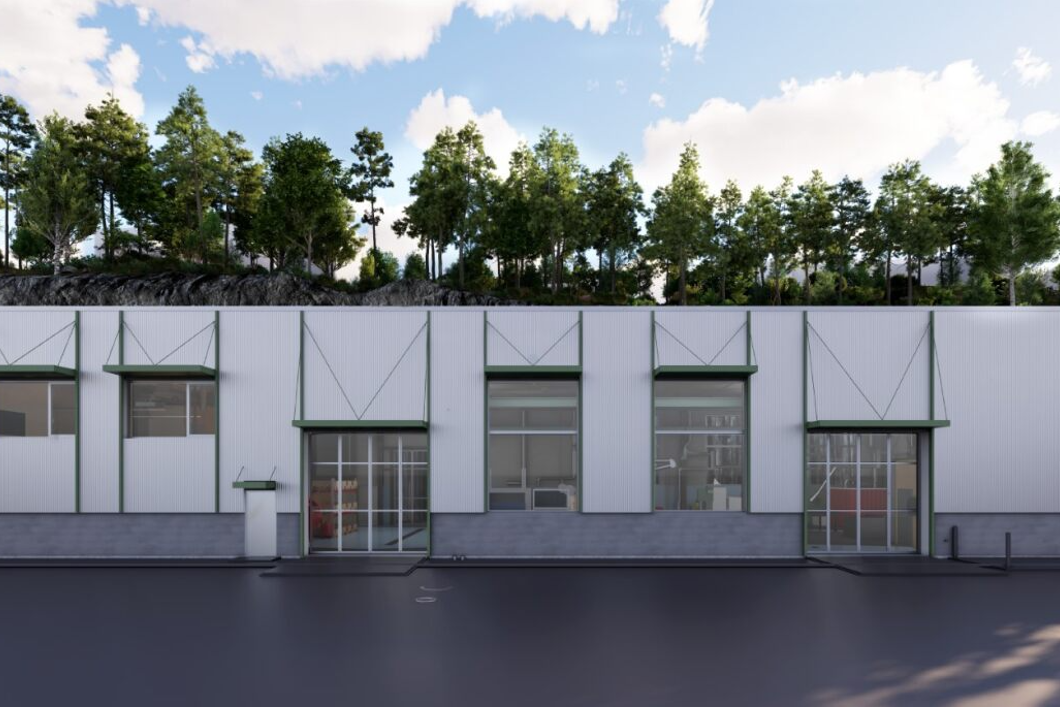 Det nye verkstedet på Skullerud får en grunnflate på 530 kvadratmeter over to etasjer. Bildet er en skisse, og endringer kan komme.