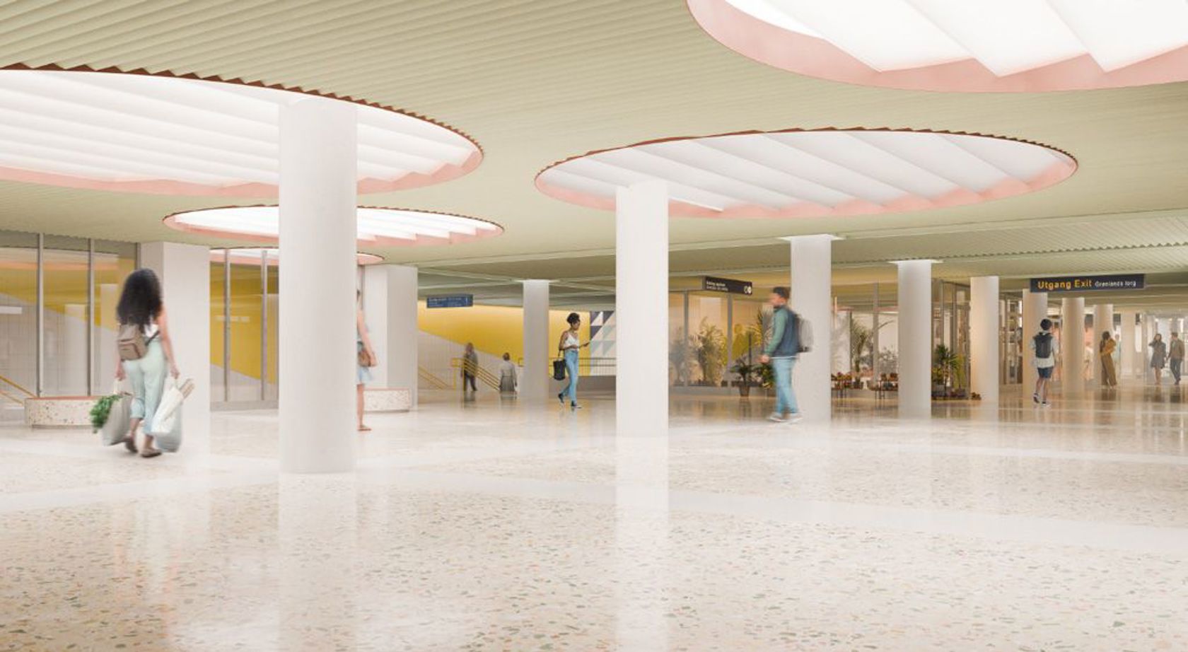 Sporveien oppdaterer Grønland T-banestasjon. Dette er en foreløpig skisse, og endringer vil forekomme. Illustrasjon: SAAHA/architekturbilder